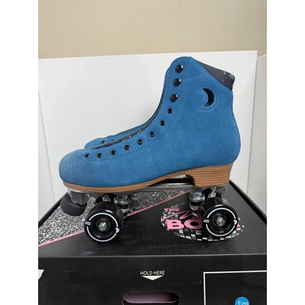 Moonlight Roller Moon Boot Sapphire Blue Suede Quad Roller Skates Men 10 WMS 11